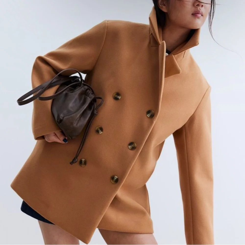 H&M Double Breasted Felt Coat - size small
